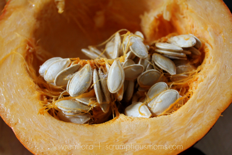 seeds in pumpkin half