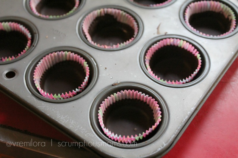 Set chocolate in muffin tins
